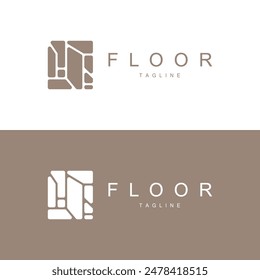 Floor Logo Design for Home Ceramic Decoration with Minimalist Abstract Shapes, Vector Templet Illustration