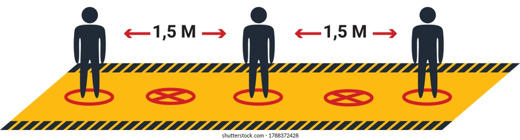 Floor Marking Security Stripe Instruction-Keep Your Distance Social Distancing