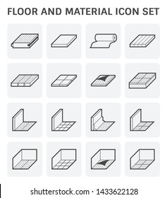 Floor and material for interior decoration icon set design.