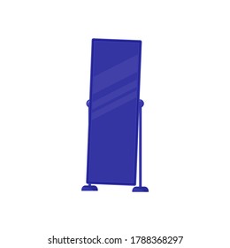 Floor mirror flat color vector object. Furnishing for dressing room. Large glass with reflection. Fashion studio equipment isolated cartoon illustration for web graphic design and animation