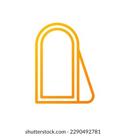 Flachspiegel Pixel perfekte Farbverlauf-Linear-Vektorsymbol. Vollständige Längeneinstellung. Badzubehör. Möbelgeschäft. Dünnlinienfarbensymbol. Modernes Piktogramm. Vektor-einzelne Rahmenzeichnung