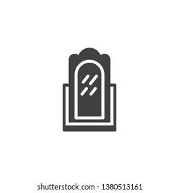 Floor mirror vector icon. filled flat sign for mobile concept and web design. Wooden mirror furniture glyph icon. Symbol, logo illustration. Pixel perfect vector graphics