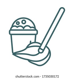 floor mop and bucket line style icon vector illustration design