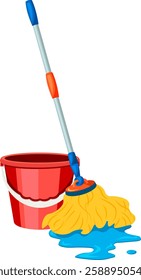 Floor mop with bucket no background