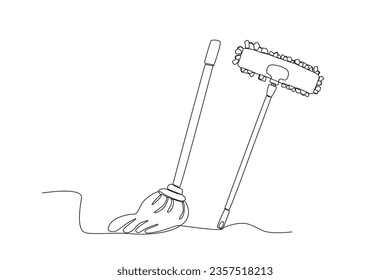 A floor mop cleaning device. Cleaning supplies one-line drawing