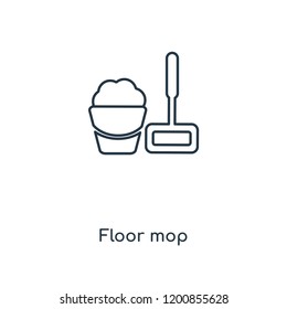 Floor mop concept line icon. Linear Floor mop concept outline symbol design. This simple element illustration can be used for web and mobile UI/UX.