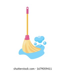 floor mop detaild style icon vector illustration design