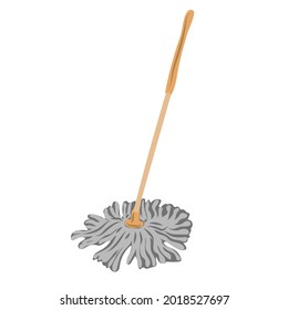 Mopa del piso. Artículos domésticos para limpieza y lavado. Ilustraciones de moda de Vector. Estilo plano. Aislado sobre fondo blanco