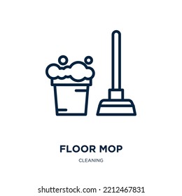 floor mop icon from cleaning collection. Thin linear floor mop, cleaner, mop outline icon isolated on white background. Line vector floor mop sign, symbol for web and mobile