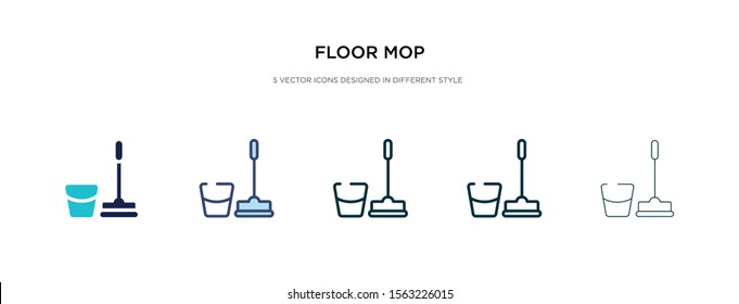 floor mop icon in different style vector illustration. two colored and black floor mop vector icons designed in filled, outline, line and stroke style can be used for web, mobile, ui