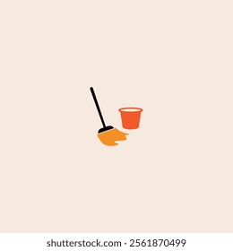 Floor mop icon flat vector design.