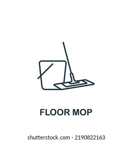 Floor Mop Icon. Line Simple Line Housekeeping Icon For Templates, Web Design And Infographics