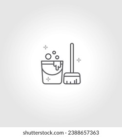 Floor Mop icon vector image. bucket and mop icons Suitable for mobile application web application and print media.