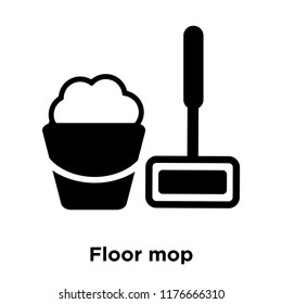 Floor mop icon vector isolated on white background, logo concept of Floor mop sign on transparent background, filled black symbol