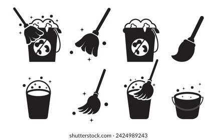Floor mop icons 
