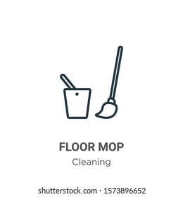 Floor mop outline vector icon. Thin line black floor mop icon, flat vector simple element illustration from editable cleaning concept isolated on white background
