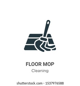 Floor mop vector icon on white background. Flat vector floor mop icon symbol sign from modern cleaning collection for mobile concept and web apps design.
