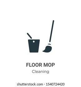 Floor mop vector icon on white background. Flat vector floor mop icon symbol sign from modern cleaning collection for mobile concept and web apps design.