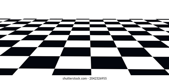 Floor in perspective with checkerboard texture.   Empty chess board. Vector illustration.