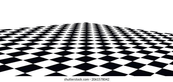 Floor in perspective with checkerboard texture. Empty chess board. Vector illustration.