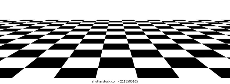 Floor in perspective with checkerboard texture. Empty chess board. Vector illustration. - Shutterstock ID 2113505165