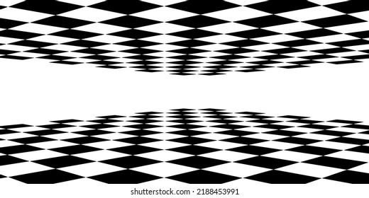 Floor in perspective with checkerboard texture. Empty chess boards. Double grid technology. Vector illustration.