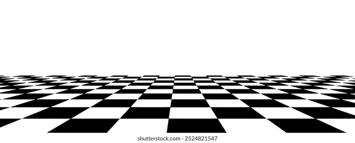 Floor in perspective with checkerboard texture. Empty chess board. Vector illustration.