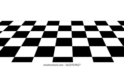 Floor in perspective with checkerboard texture. Empty chess board. Vector illustration.
