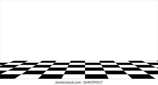 Floor in perspective with checkerboard texture. Empty chess board. Vector illustration.