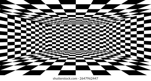 Floor in perspective with checkerboard texture. Empty chess board. Vector illustration.