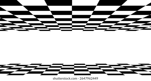 Floor in perspective with checkerboard texture. Empty chess board. Vector illustration.