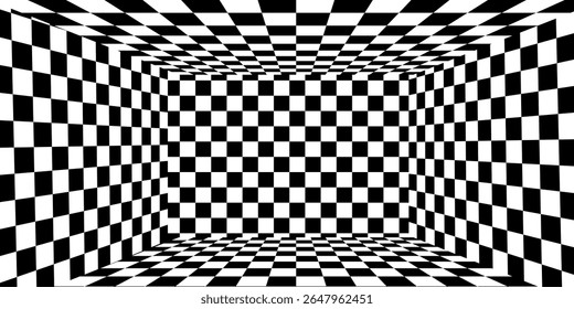 Floor in perspective with checkerboard texture. Empty chess board. Vector illustration.