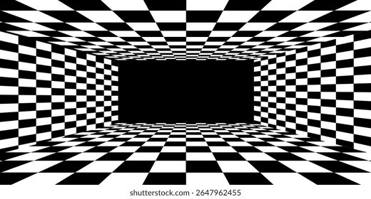 Floor in perspective with checkerboard texture. Empty chess board. Vector illustration.