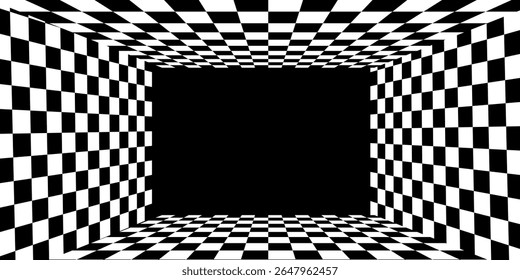 Floor in perspective with checkerboard texture. Empty chess board. Vector illustration.