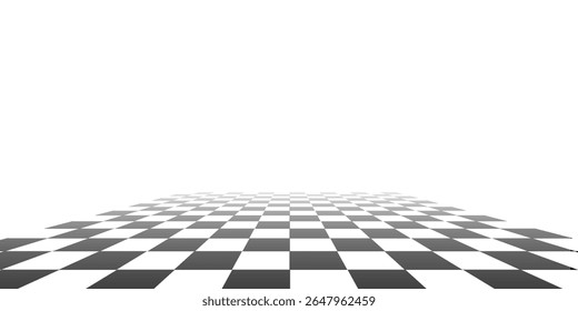 Floor in perspective with checkerboard texture. Empty chess board. Vector illustration.