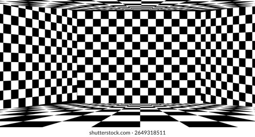 Floor in perspective with checkerboard texture. Empty chess board. Vector illustration.