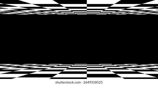 Floor in perspective with checkerboard texture. Empty chess board. Vector illustration.