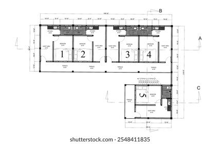 Andar Plano 1 Andar Casa de Embarque. Planta De Piso Preto E Branco