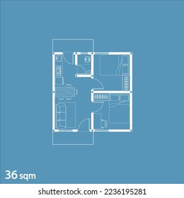 Floor plan blueprint, Figure of the jotting sketch of the construction and the industrial skeleton of the structure and dimensions