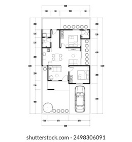 Floor plan blueprint, Figure of the jotting sketch of the construction and the industrial skeleton of the structure and dimensions. vector eps 10.