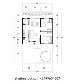 Floor plan blueprint, Figure of the jotting sketch of the construction and the industrial skeleton of the structure and dimensions. vector eps 10.