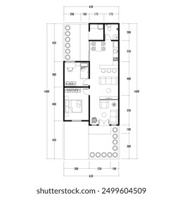 Floor plan blueprint, Figure of the jotting sketch of the construction and the industrial skeleton of the structure and dimensions. vector eps 10.