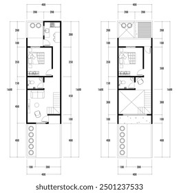 Floor plan blueprint, Figure of the jotting sketch of the construction and the industrial skeleton of the structure and dimensions.