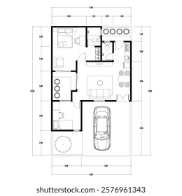 Floor plan blueprint, Figure of the jotting sketch of the construction and the industrial skeleton of the structure and dimensions. vector eps 10