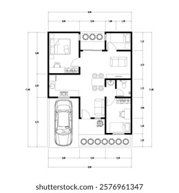 Floor plan blueprint, Figure of the jotting sketch of the construction and the industrial skeleton of the structure and dimensions. vector eps 10