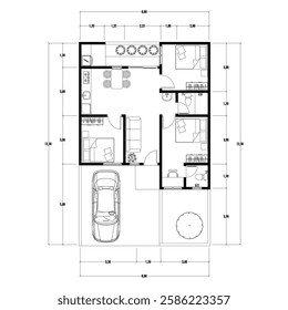 Floor plan blueprint, Figure of the jotting sketch of the construction and the industrial skeleton of the structure and dimensions.