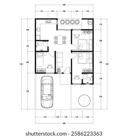 Floor plan blueprint, Figure of the jotting sketch of the construction and the industrial skeleton of the structure and dimensions.