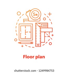 Floor plan concept icon. Blueprint idea thin line illustration. Building project. Vector isolated outline drawing