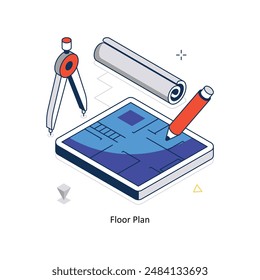 Floor Plan concept vector isometric style stock illustration. EPS file