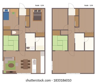 Floor plan of condominiums and houses. Vector illustration